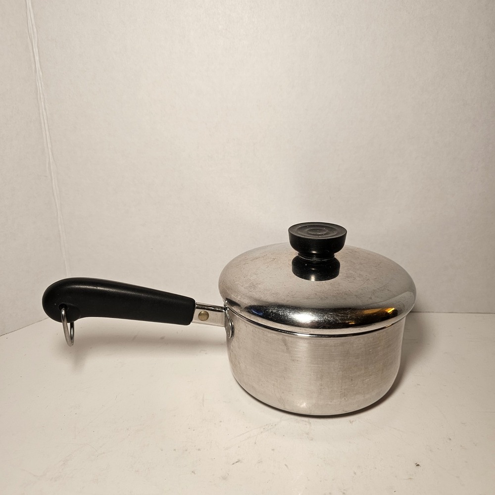 MCM Revere Ware 1 QT Saucepan with Lid Stainless Steel 99d Made in USA Retro